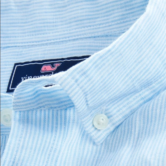 Classic Fit Medium Linen Stripe Tucker Shirt - Picture 2 of 5